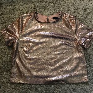 Forever 21 Rose Gold Sequined crop top